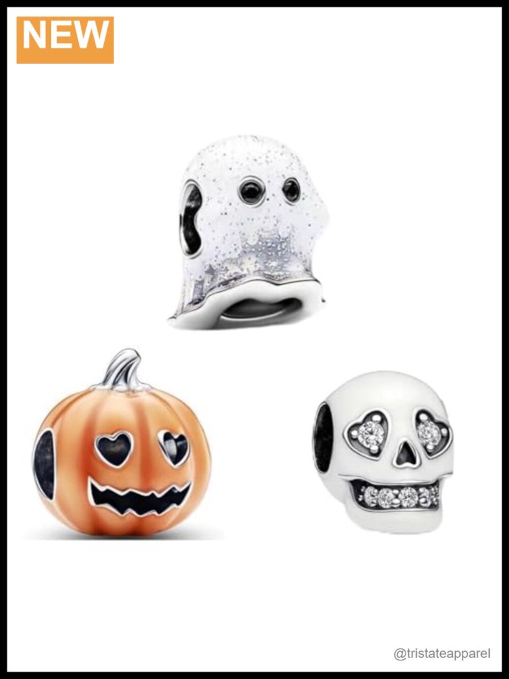 Sterling Silver Halloween Pumpkin Skull Bead Charms for Bracelets